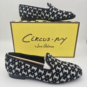 NIB Circus NY by Sam Edelman Tiffany Flat Loafers, Black/Natural Fabric, 6M